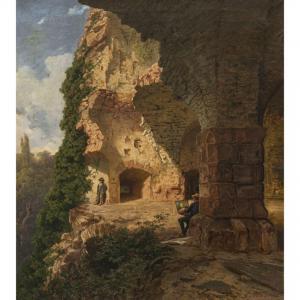 TENNER Eduard 1830-1901,Maler in Ruinenlandschaft,1878,Neumeister DE 2024-03-20