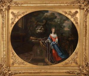 TERBORCH Gesina 1663-1690,Adorable lady at garden vase,Twents Veilinghuis NL 2018-07-13