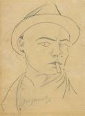 TERENT EV Igor 1892-1937,Self-portrait wearing a hat and with a cigarette, ,Christie's GB 2014-11-25