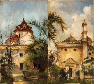 TEREZ Jose Montenegro 1855-1924,Chiesa con giardino,1899,Estense Casa d'Aste IT 2015-02-13