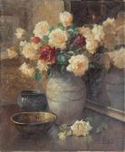 TERLOUW Kees 1890-1948,Bouquet de roses dans un vase,Lombrail - Teucquam FR 2019-06-29