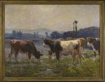 TERRAIRE Clovis Frédérick 1858-1931,Vaches s'abreuvant à un étang,Conan-Auclair FR 2024-02-20