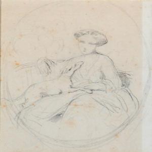 TERRIER Leon Francois 1830-1882,Portrait d'une femme avec un chien,Bruun Rasmussen DK 2012-10-08