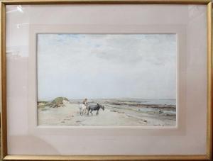 TERRIS John 1865-1914,Figure and horses in a sweeping coastal landscape,Tennant's GB 2023-08-19