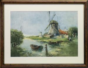 TERRIS Tom,WINDMILLS WITH A MOORED BOAT AND FIGURES,McTear's GB 2020-02-09