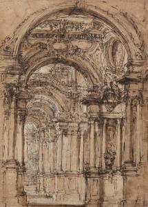 TESI Mauro Antonio 1730-1766,An architectural fantasy: an elaborate vaulted int,Sotheby's 2022-07-06
