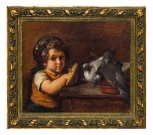 TESIO Giacinto 1849-1927,Bambina che gioca con le colombe,Wannenes Art Auctions IT 2019-12-03