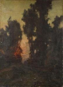 TESSIER Louis Adolphe 1858-1915,Paysage de crépuscule,Osenat FR 2020-12-09