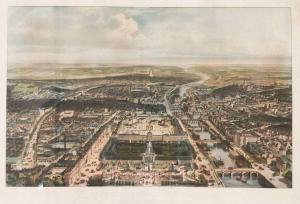 TESTARD Jacques Alphonse 1810,RARE VUE DE PARIS A VOL D'OISEAU,1850,Eric Caudron FR 2022-06-29