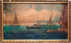 TESTORIO G. 1900-1900,Scorcio marino con imbarcazioni,20th century,Pirone Casa d'Aste IT 2023-06-27