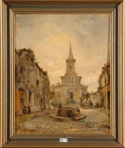 TETAR VAN ELVEN Paul Constantin D 1823-1896,Place de l’’église animée,VanDerKindere BE 2012-05-15