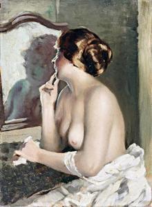 TEUCHERT Karoly 1886-1926,Woman in front of a mirror,Nagyhazi galeria HU 2017-12-05