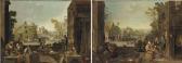 TEXTOR Franz Josef 1727-1741,Paysans attablés devant une rue animée,Christie's GB 2002-06-26