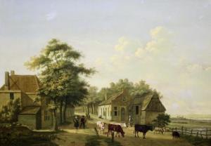 Teyler van Hall Jan Jacob 1794-1851,Dorpgezicht met herder en zijn vee,1827,Venduehuis NL 2022-02-22