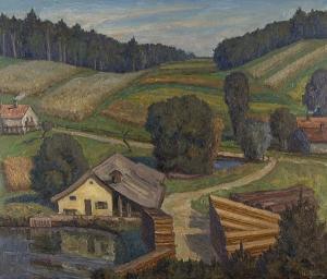 THÜMEN von Herbert Freiherr 1900-1900,Landscape with cottages,Bonhams GB 2007-10-15