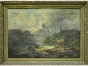 THÜMEN von Herbert Freiherr 1900-1900,Tempête sur le lac de montagne,Dufreche FR 2008-12-04