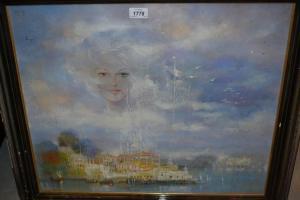 THAIX Lyne,landscape with female face in the sky,Lawrences of Bletchingley GB 2017-11-28