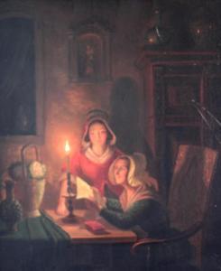 THANS Guillaume 1816-1850,A Candle lit Interior,1852,Fonsie Mealy Auctioneers IE 2019-04-16