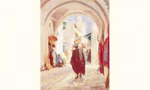 THAYAC Louis 1877-1950,Ruelle animée à Tunis.,Gros-Delettrez FR 2002-06-24