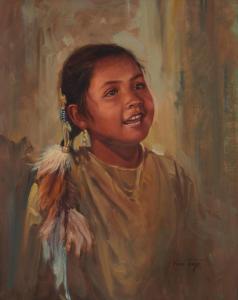 THAYER Karen,Portrait of a young Native American girl,20th-21st Century,Eldred's US 2022-07-27