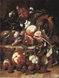 the metropolitan master,A melon, peaches, figs, mulberries, plums and carn,Christie's 2003-07-09