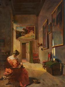 THEDY Max 1858-1924,Castle Interior with Lady Playing Mandolin,Van Ham DE 2023-05-15