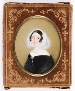 THEER Robert,Portraitminiatur einer Dame mit Spitzenhaube und v,1842,Palais Dorotheum 2019-11-12