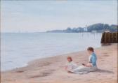 THEILGAARD Sophus 1845-1923,Mutter und Kind am Strand,1910,Stahl DE 2022-02-26