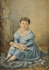 THELON Ch 1800-1800,Petite fille à la poupée,1835,Osenat FR 2012-02-12