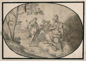 THELOTT Johann Andreas 1655-1734,Apoll vor Minerva,Galerie Bassenge DE 2012-11-29