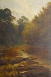 THELWALL John Augustus 1800-1900,Wooded river landscape,Rosebery's GB 2022-06-22