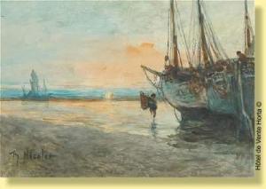 Thephile Nicolet 1900,Coucher de soleil sur la plage,Horta BE 2009-03-16