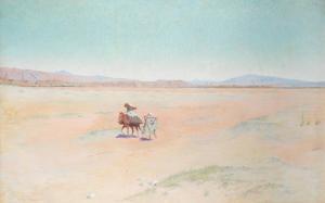 THERIAT Charles James 1860-1937,Travellers in the desert, Biskra, Algeria,1895,Bonhams GB 2022-03-02