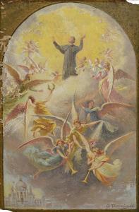THERMIGNON Carlo 1857-1938,Santo sorretto da angeli (bozzetto preparatorio),Meeting Art 2020-05-19