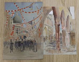 THESIGER Ernest 1879-1961,'St Paul's during VE Day Celebrations' and 'Holbor,Gorringes GB 2022-09-05