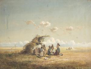 THEURICH Josef 1852-1871,Untitled - figures around a camp fire in a field,Maynards CA 2015-09-22