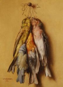THEUVENOT Alexandre Jean Bapt.,Still life study dead birds,1881,Burstow and Hewett 2009-03-25