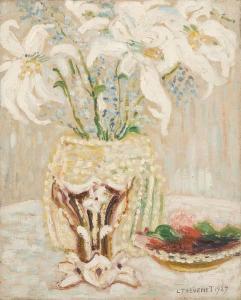 THEVENET Louis 1874-1930,Vase fleuri de lys,1927,Horta BE 2012-01-16