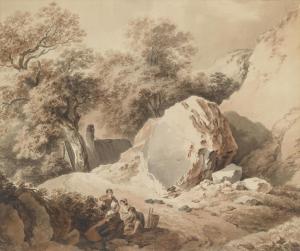 THIBEAUX Ludwig 1815-1871,A landscape with rocks and a hut,Palais Dorotheum AT 2012-11-08