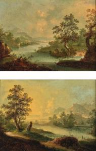 THIELE Johann Alexander 1685-1752,A pair of wooded river landscapes with mountains,Palais Dorotheum 2023-12-15
