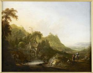 THIELE Johann Fried. Alex 1747-1803,FIGURES AND TRAVELLERS BY A WATERMILL,Lyon & Turnbull 2008-05-29