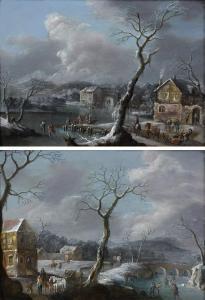 THIELE Johann Fried. Alex 1747-1803,Paysages d'hiver animés de personnages,Tajan FR 2010-12-13