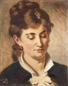 THIERSCH Ludwig 1825-1909,Portrait de jeune femme,1879,Rossini FR 2022-02-28