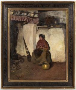 THIJSEN Carolus Johannes 1871-1937,Woman Peeling Potatoes,Hindman US 2014-10-23