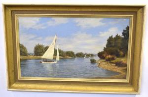 THIRTLE A.H,River scene with sailing boats,Keys GB 2019-01-29