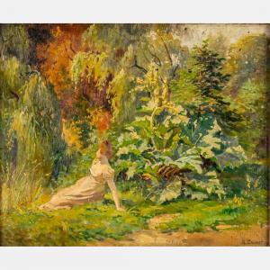 THIVET Auguste Antoine 1856-1927,Maiden in a Garden,Gray's Auctioneers US 2024-02-07
