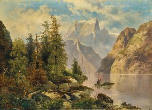 THOMA Josef 1828-1899,A Mountain Lake with a Boat,Palais Dorotheum AT 2023-12-12