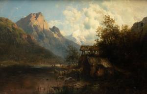 THOMA Josef 1828-1899,Een hut bij een bergrivier,Venduehuis NL 2024-02-28