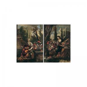 THOMANN VON HAGELSTEIN Ernst Philipp 1657-1726,female figures bearing fruit seated b,1700,Sotheby's 2001-11-01