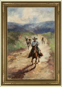 THOMAS Alice Blair 1857-1945,Cowboy riding,1934,John Moran Auctioneers US 2007-07-24